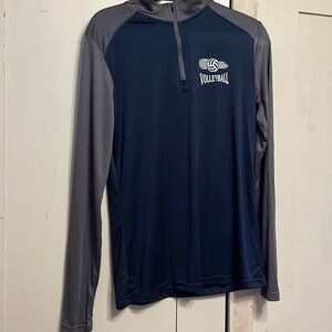 Ladies size M dry fit volleyball zip neck top long sleeves Navy Blue & Gray